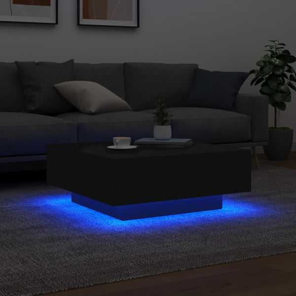 Musta sohvapöytä led-valoilla Pimpi 80x80x31cm
