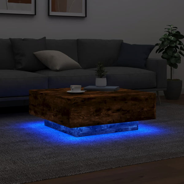 Couchtisch Räuchereiche mit LED-Beleuchtung Pimpi 80x80x31cm