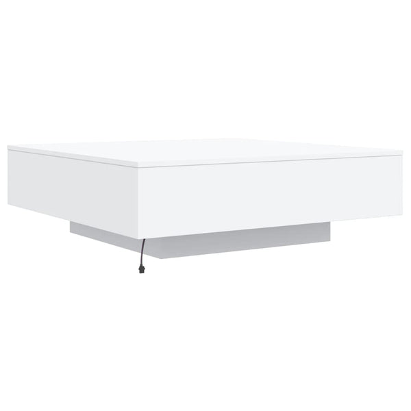 Weißer Couchtisch mit LED-Beleuchtung Pimpi 100x100x31cm