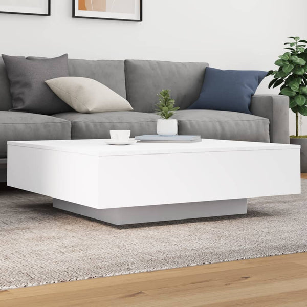 Weißer Couchtisch mit LED-Beleuchtung Pimpi 100x100x31cm