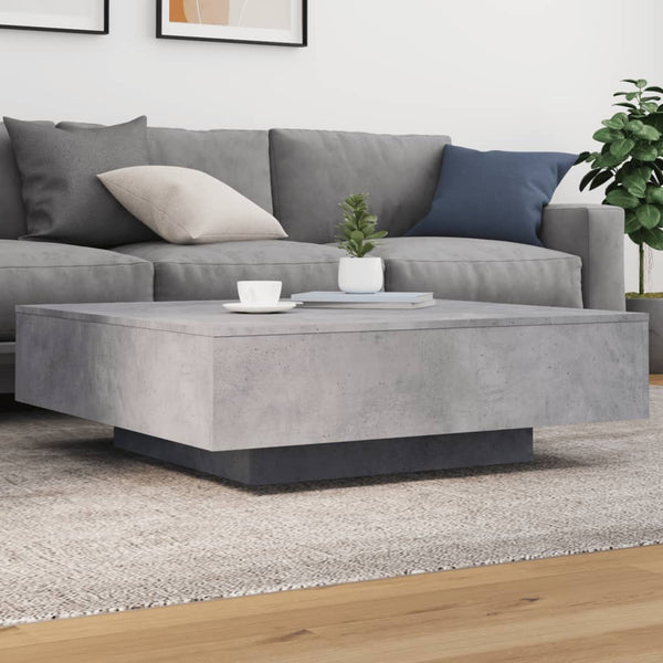 Betongrauer Couchtisch mit LED-Beleuchtung Pimpi 100x100x31cm