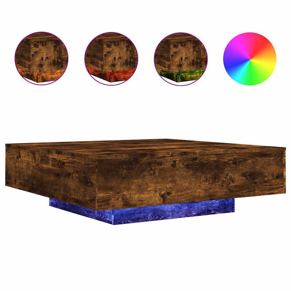 Couchtisch Räuchereiche mit LED-Beleuchtung Pimpi 100x100x31cm