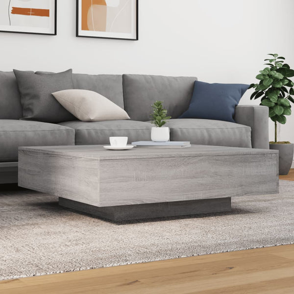 Grauer Couchtisch mit LED-Beleuchtung Pimpi 100x100x31cm (Sonoma)
