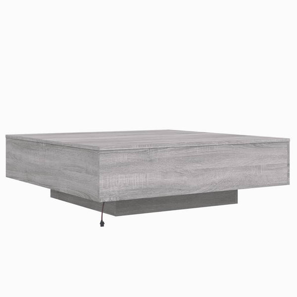 Grauer Couchtisch mit LED-Beleuchtung Pimpi 100x100x31cm (Sonoma)