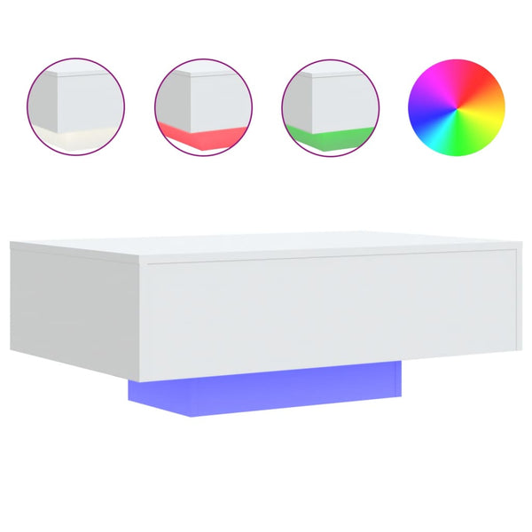 Valkoinen sohvapöytä led-valoilla Pimpi 85x55x31cm