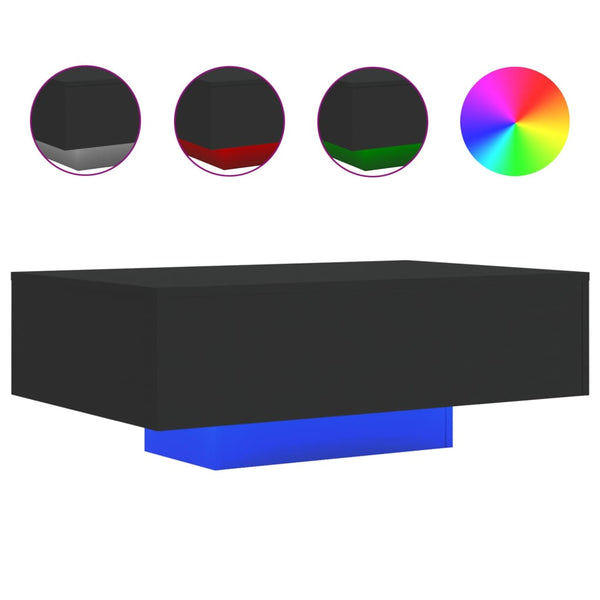 Schwarzer Couchtisch mit LED-Beleuchtung Pimpi 85x55x31cm