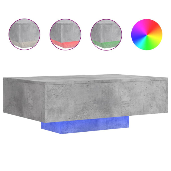 Betongrauer Couchtisch mit LED-Beleuchtung Pimpi 85x55x31cm