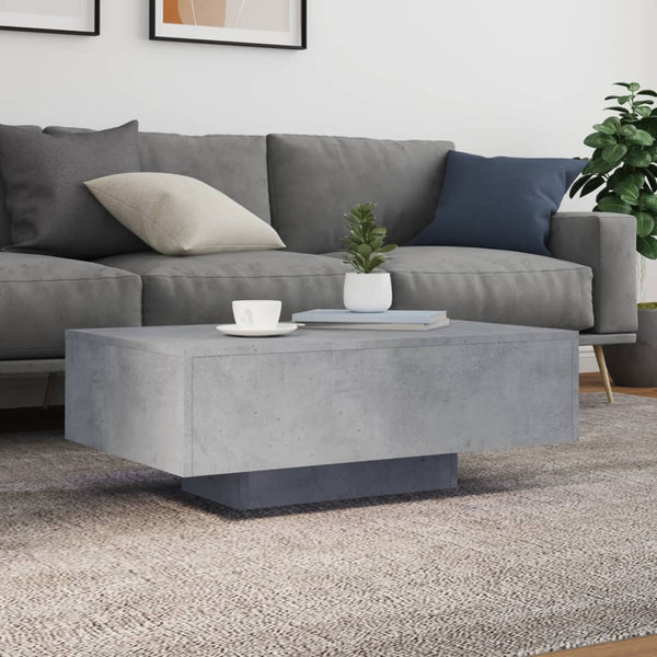 Betongrauer Couchtisch mit LED-Beleuchtung Pimpi 85x55x31cm
