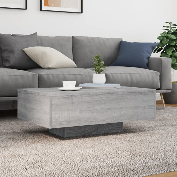Grauer Couchtisch mit LED-Beleuchtung Pimpi 85x55x31cm (Sonoma)