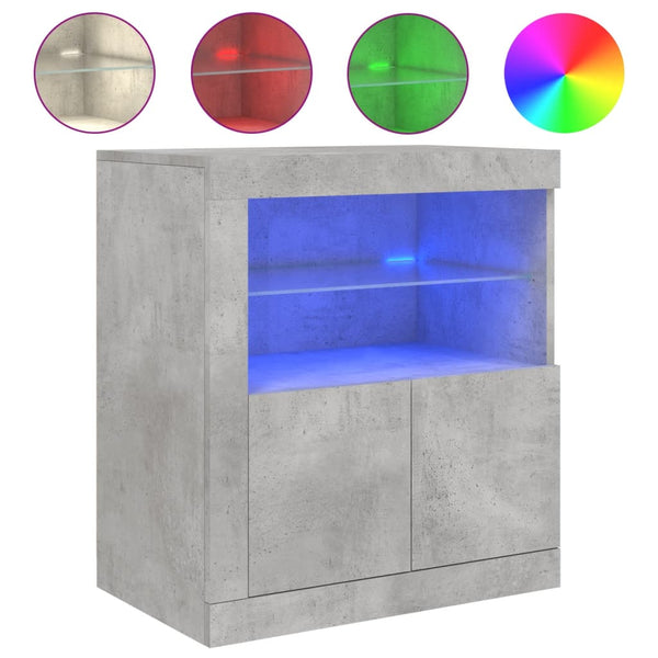 Betongraues Sideboard mit LED-Beleuchtung Andronikus 60,5x37x67cm