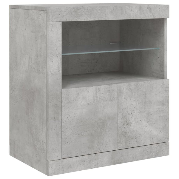 Betongraues Sideboard mit LED-Beleuchtung Andronikus 60,5x37x67cm