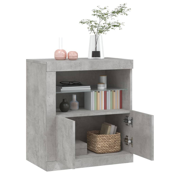Betongraues Sideboard mit LED-Beleuchtung Andronikus 60,5x37x67cm