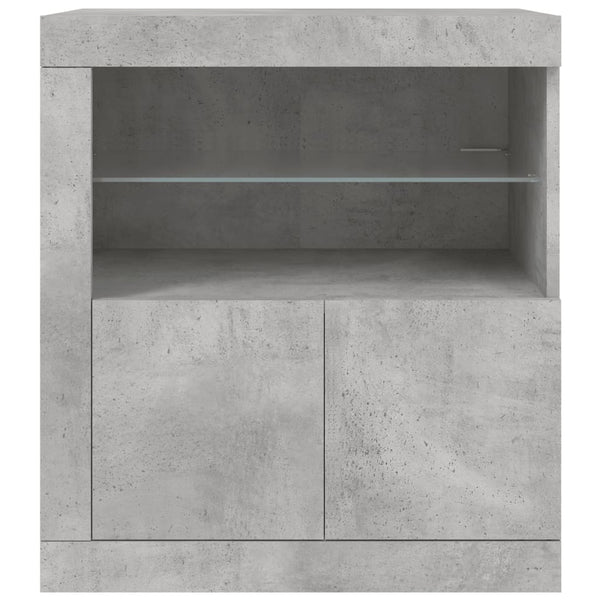 Betongraues Sideboard mit LED-Beleuchtung Andronikus 60,5x37x67cm