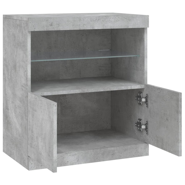 Betongraues Sideboard mit LED-Beleuchtung Andronikus 60,5x37x67cm