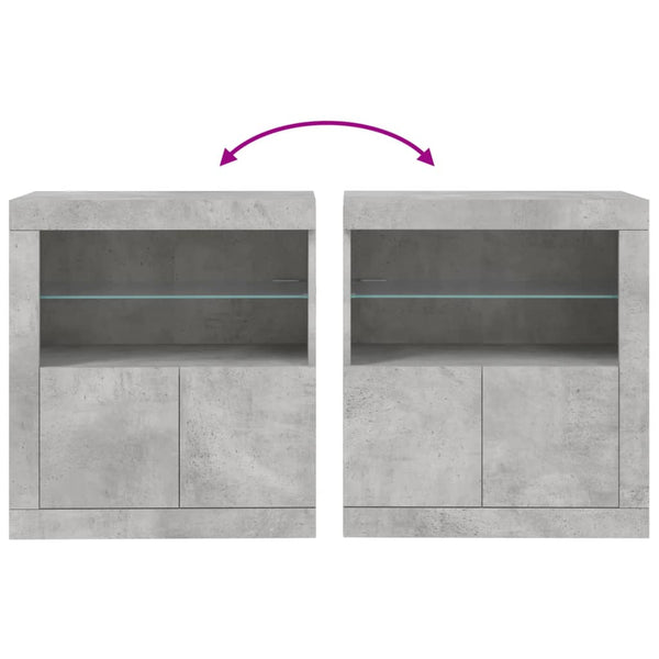 Betongraues Sideboard mit LED-Beleuchtung Andronikus 60,5x37x67cm