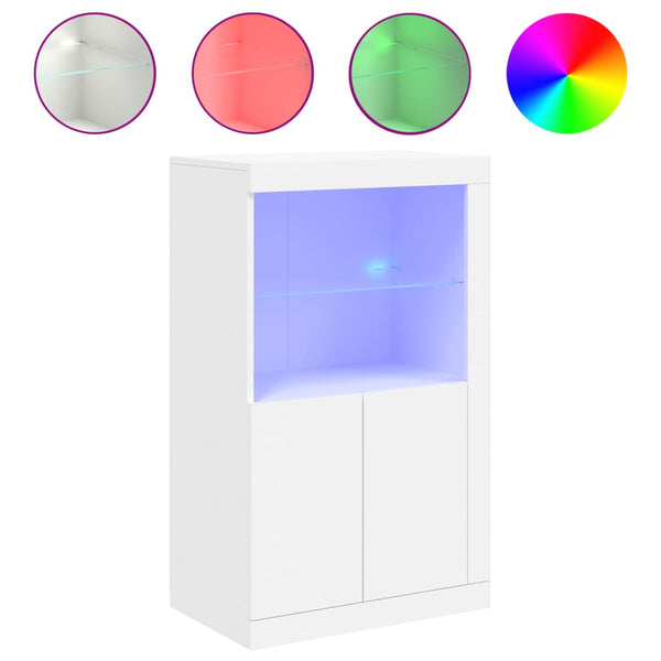 Weißer Beistellschrank mit LED-Beleuchtung Hurezeanu (Holz)