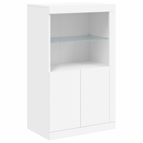 Weißer Beistellschrank mit LED-Beleuchtung Hurezeanu (Holz)