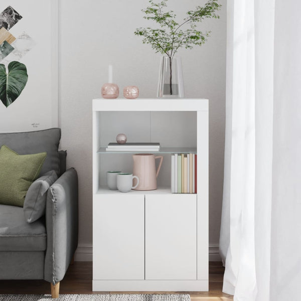 Weißer Beistellschrank mit LED-Beleuchtung Hurezeanu (Holz)