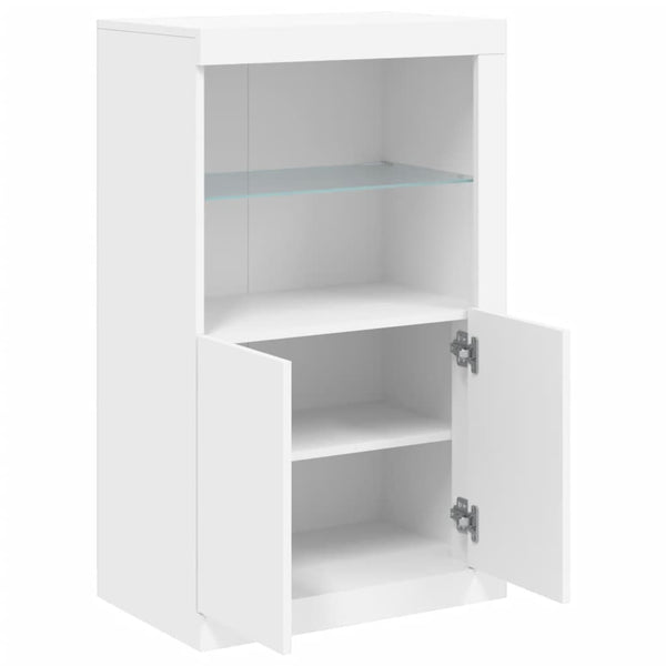 Weißer Beistellschrank mit LED-Beleuchtung Hurezeanu (Holz)