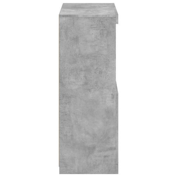 Betoninharmaa sivukaappi Hurezeanu (led-valoilla, puinen)