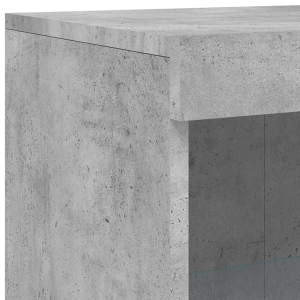 Betoninharmaa sivukaappi Hurezeanu (led-valoilla, puinen)