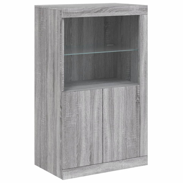 Graues Sideboard mit LED-Beleuchtung Hurezeanu (Sonoma-Holzoptik)