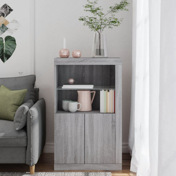 Graues Sideboard mit LED-Beleuchtung Hurezeanu (Sonoma-Holzoptik)