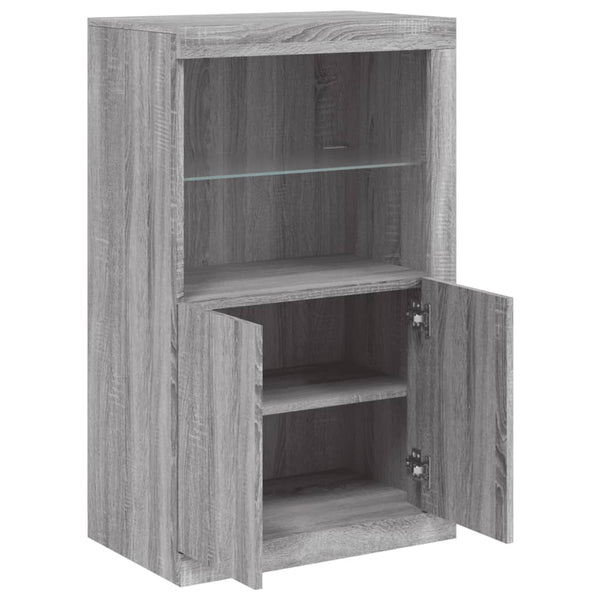 Graues Sideboard mit LED-Beleuchtung Hurezeanu (Sonoma-Holzoptik)