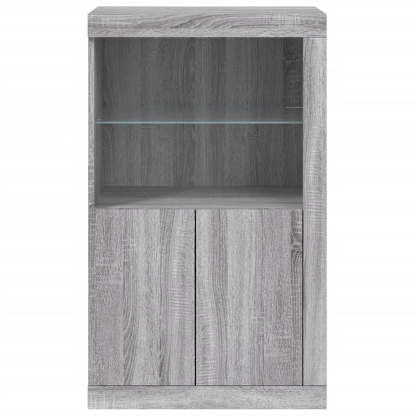 Graues Sideboard mit LED-Beleuchtung Hurezeanu (Sonoma-Holzoptik)