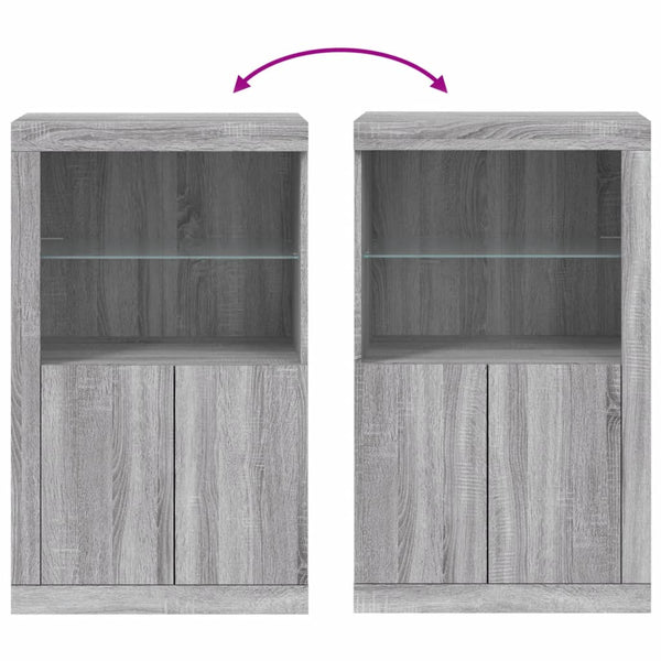 Graues Sideboard mit LED-Beleuchtung Hurezeanu (Sonoma-Holzoptik)