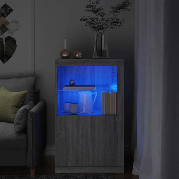 Graues Sideboard mit LED-Beleuchtung Hurezeanu (Sonoma-Holzoptik)