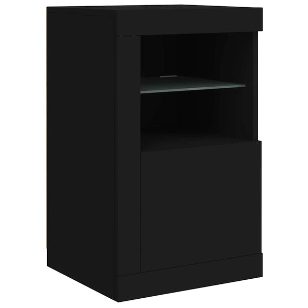 Schwarzer Beistellschrank mit LED-Beleuchtung Shelvie (Holz)