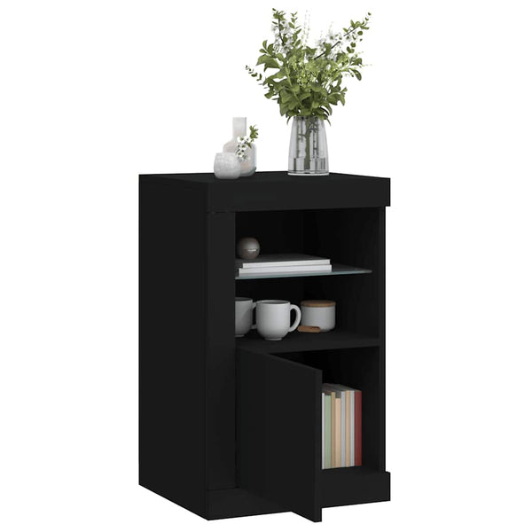 Schwarzer Beistellschrank mit LED-Beleuchtung Shelvie (Holz)