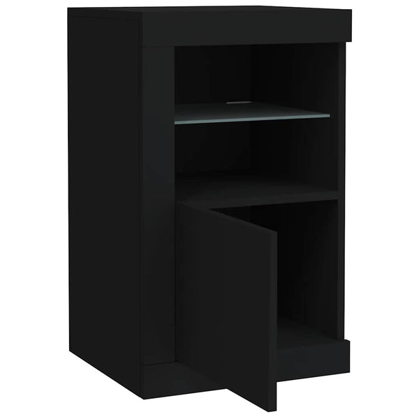Schwarzer Beistellschrank mit LED-Beleuchtung Shelvie (Holz)