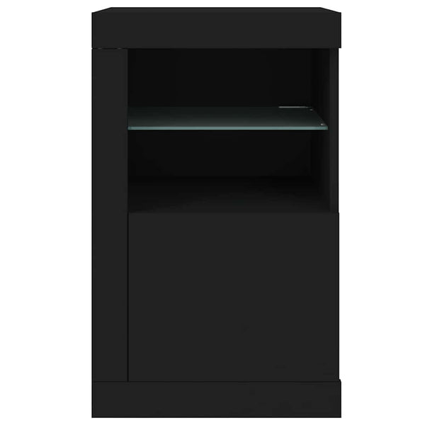Schwarzer Beistellschrank mit LED-Beleuchtung Shelvie (Holz)