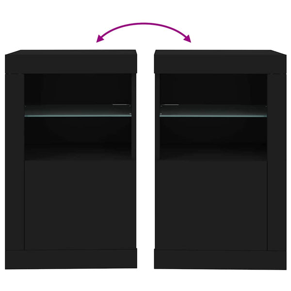 Schwarzer Beistellschrank mit LED-Beleuchtung Shelvie (Holz)