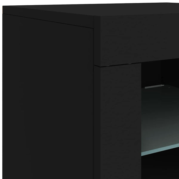 Schwarzer Beistellschrank mit LED-Beleuchtung Shelvie (Holz)