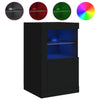 Schwarze Nachttische mit LED-Beleuchtung Shelvie (2er-Set Holz)