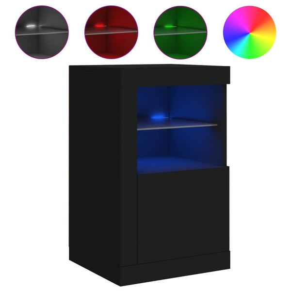 Schwarze Nachttische mit LED-Beleuchtung Shelvie (2er-Set Holz)