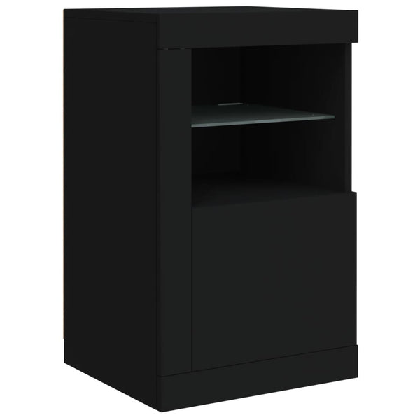 Schwarze Nachttische mit LED-Beleuchtung Shelvie (2er-Set Holz)