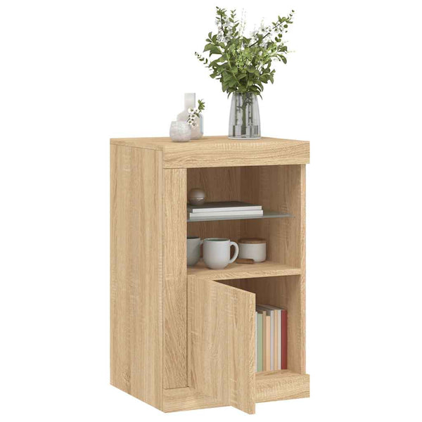Sonoma-Eiche Sideboard Shelvie (mit LED-Beleuchtung, Holz)