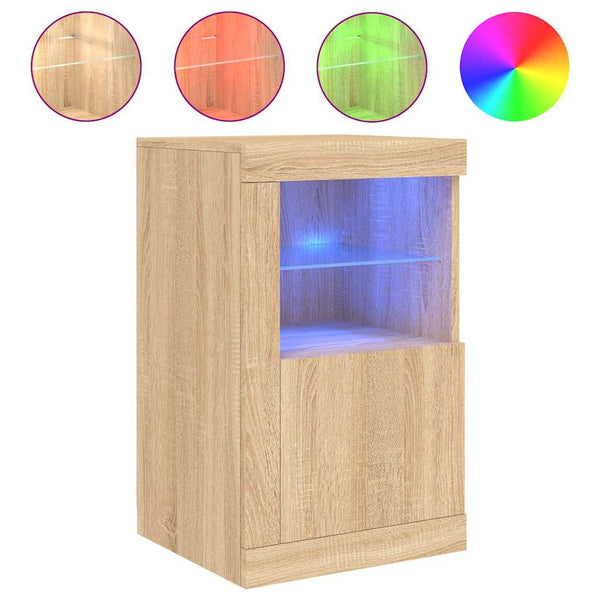 Sonoma-Eiche Sideboard Shelvie (mit LED-Beleuchtung, Holz)