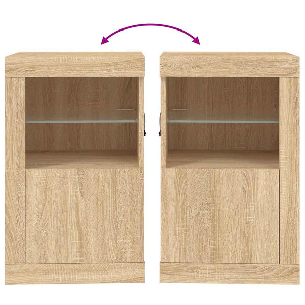 Sonoma-Eiche Sideboard Shelvie (mit LED-Beleuchtung, Holz)