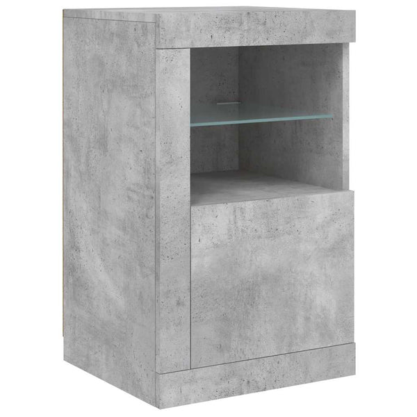 Betoninharmaa sivukaappi led-valoilla Shelvie (puinen)