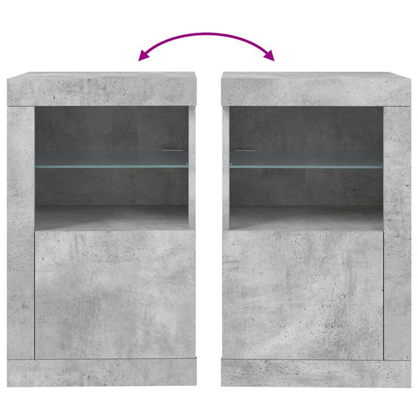 Betoninharmaa sivukaappi led-valoilla Shelvie (puinen)