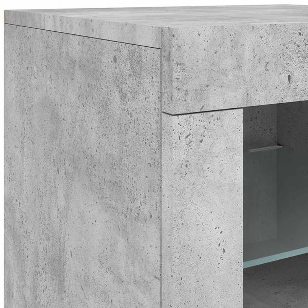 Betoninharmaa sivukaappi led-valoilla Shelvie (puinen)