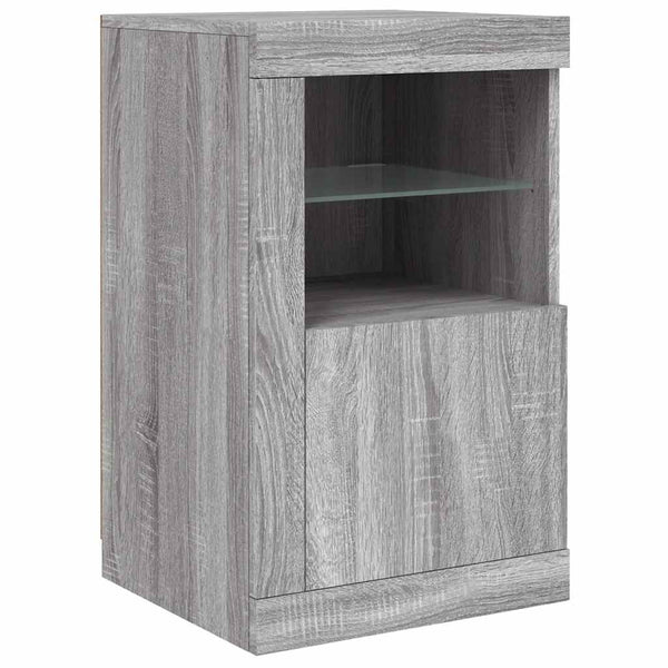 Grauer Beistellschrank mit LED-Beleuchtung Shelvie (Sonoma-Holz)