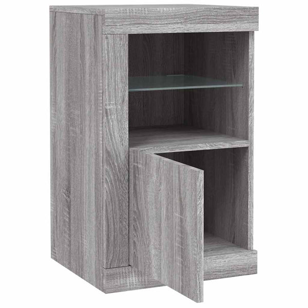 Grauer Beistellschrank mit LED-Beleuchtung Shelvie (Sonoma-Holz)