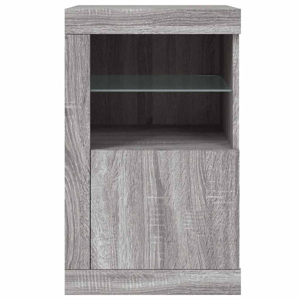 Grauer Beistellschrank mit LED-Beleuchtung Shelvie (Sonoma-Holz)