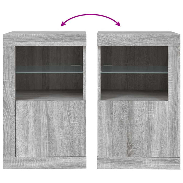 Grauer Beistellschrank mit LED-Beleuchtung Shelvie (Sonoma-Holz)